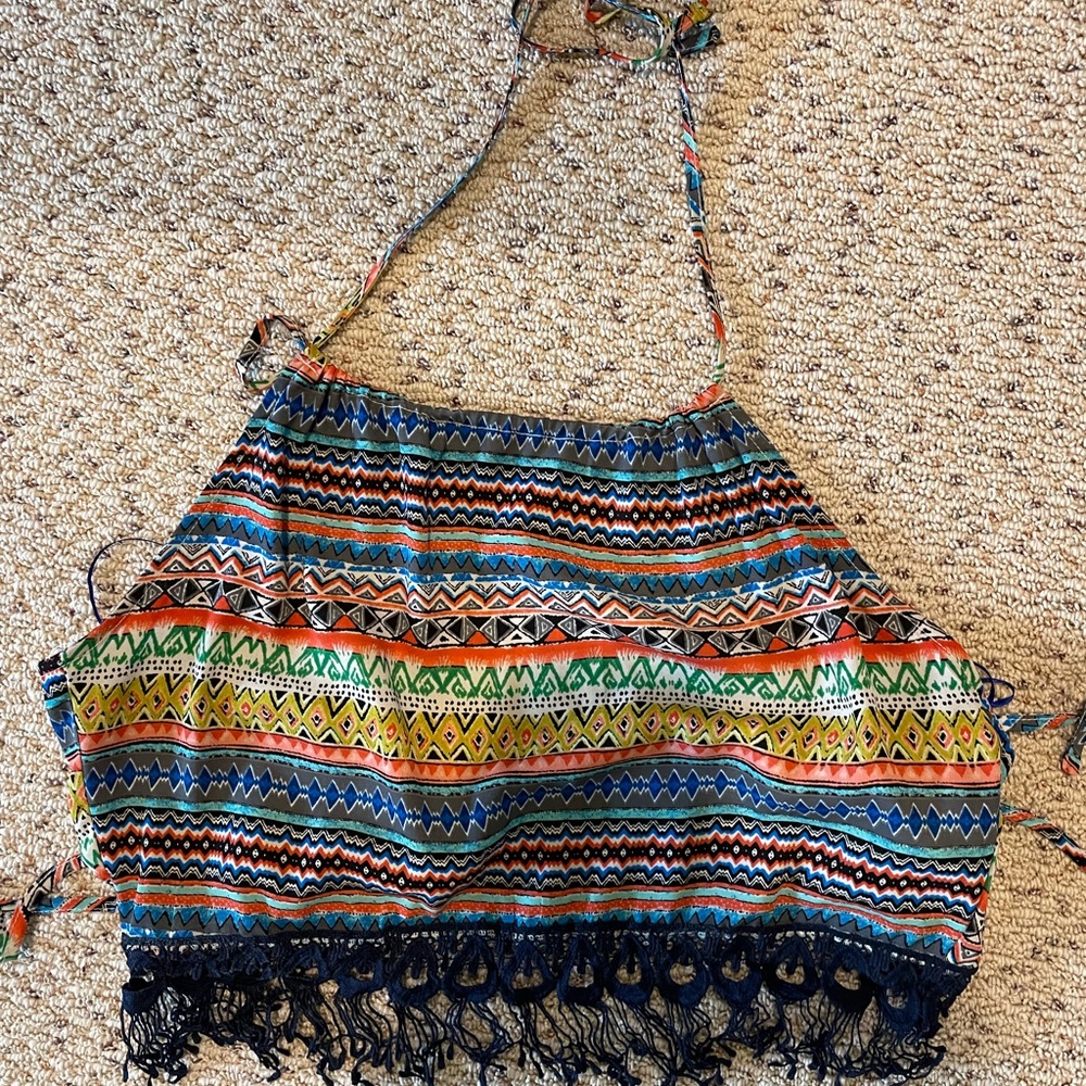 Open Back Halter Crop Top Size Large